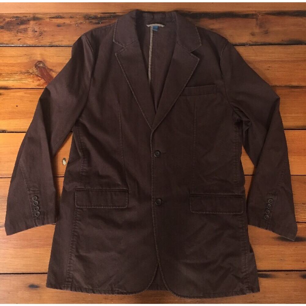 Breakwater 100% Cotton 2 Button Brown Soft Khaki Casual Jacket Blazer Mens L 46"